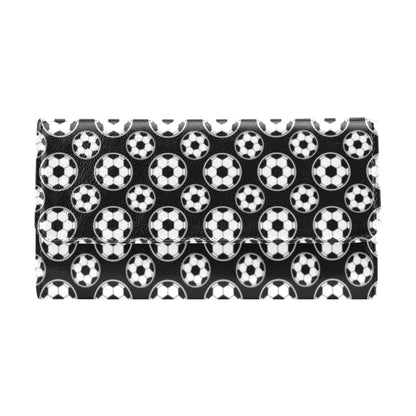 Soccer Ball Black Print Pattern Women's Trifold Wallet