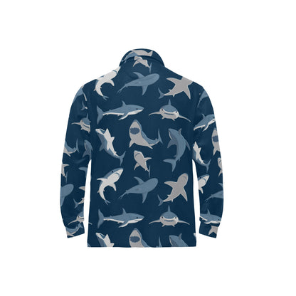 Shark Action Pattern Long Sleeve Polo Shirt For Men's