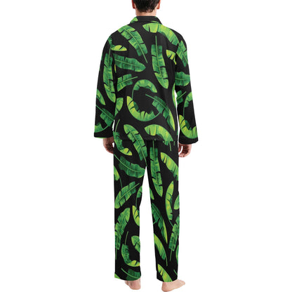 Banana Leaf Pattern Print Design BL02 Men's Long Pajama Set