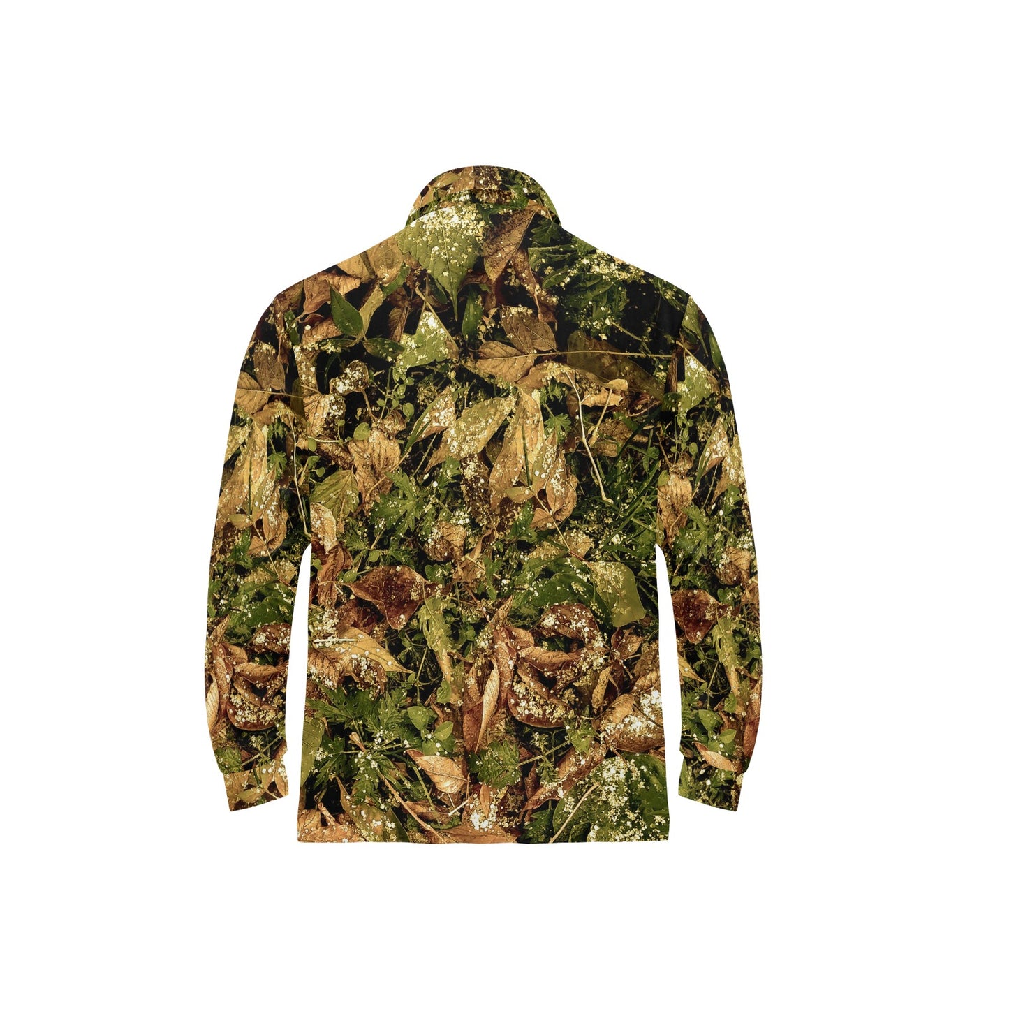 Camo Realistic Tree Forest Texture Print Long Sleeve Polo Shirt For Men's