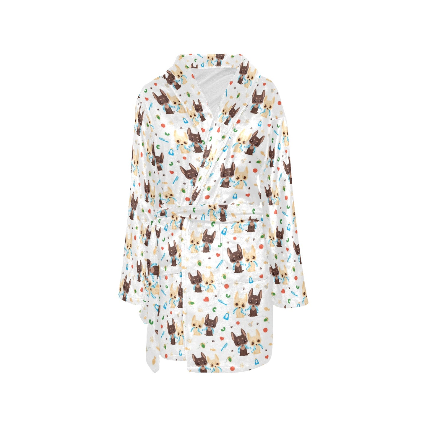 Chihuahua Pattern Print Design 06 Women's Fleece Robe