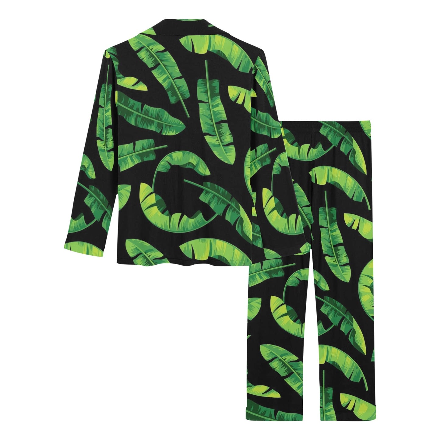 Banana Leaf Pattern Print Design BL02 Women's Long Pajama Set
