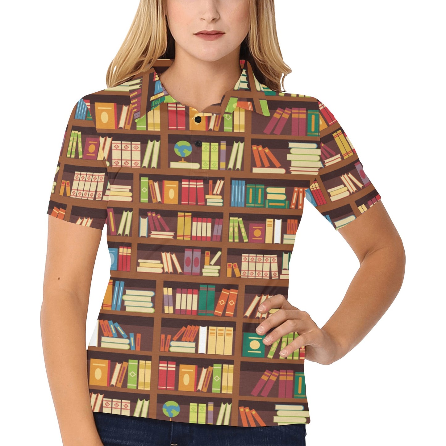 Book Pattern Print Design 06 Women's Polo Shirt