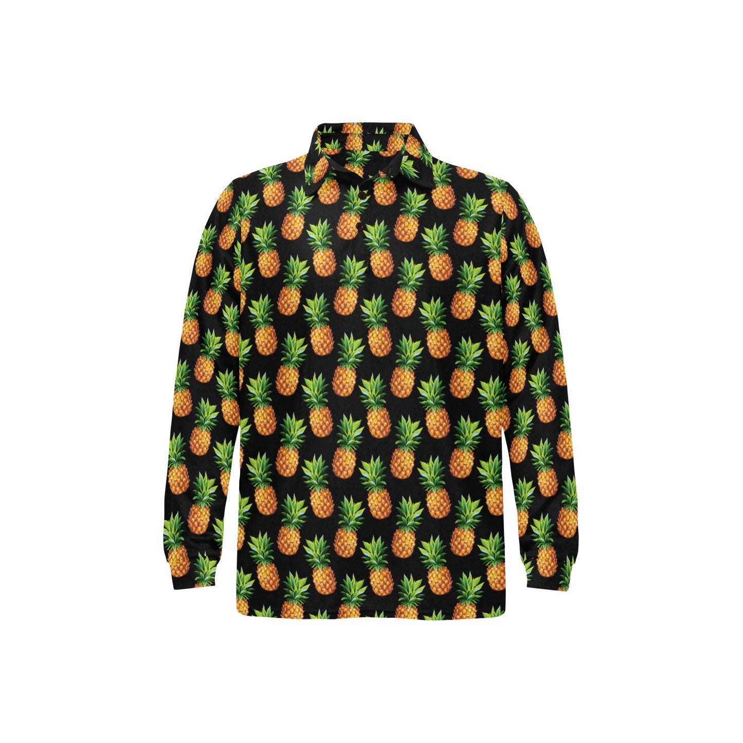 Pineapple Cute Print Design Pattern Long Sleeve Polo Shirt For Men's