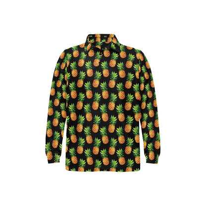 Pineapple Cute Print Design Pattern Long Sleeve Polo Shirt For Men's