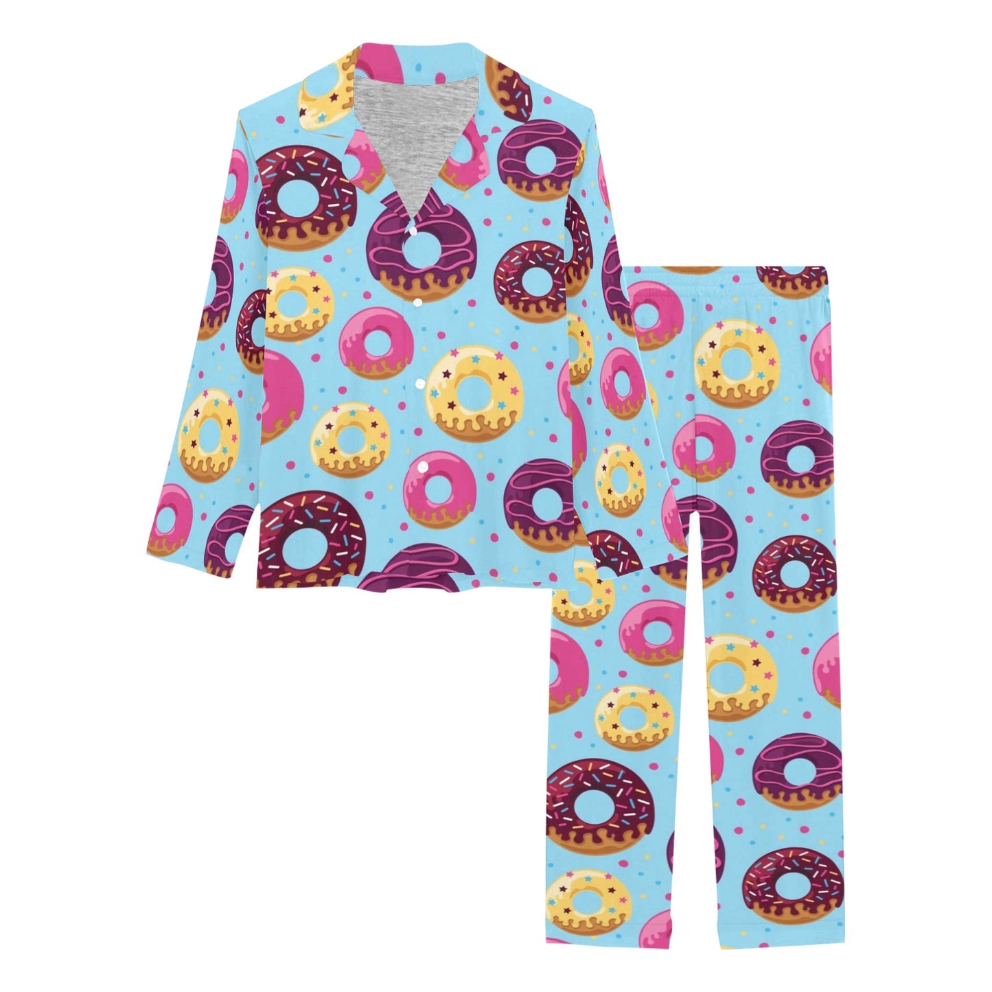 Donut Pattern Print Design DN07 Women's Long Pajama Set