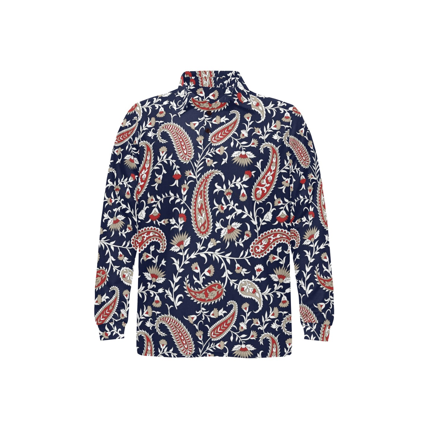 Paisley Pattern Print Design A05 Long Sleeve Polo Shirt For Men's