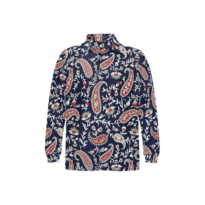 Paisley Pattern Print Design A05 Long Sleeve Polo Shirt For Men's