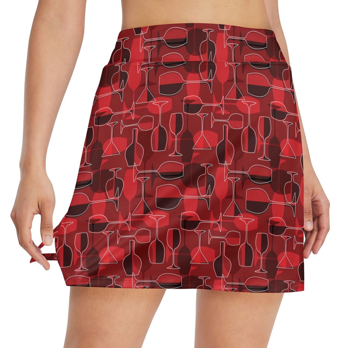 Wine Glass Print Design LKS301 17" Golf & Pickleball Skort with Pockets