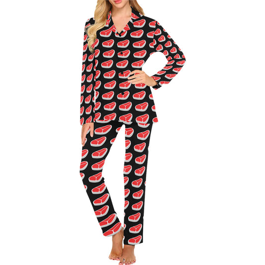Steak Print Design LKS303 Women's Long Pajama Set