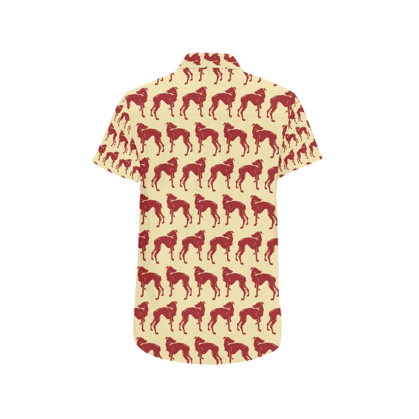 Whippets Print Design LKS301 Men Short Sleeve Button Up Shirt