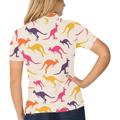 Kangaroos Pattern Print Design 01 Women's Polo Shirt