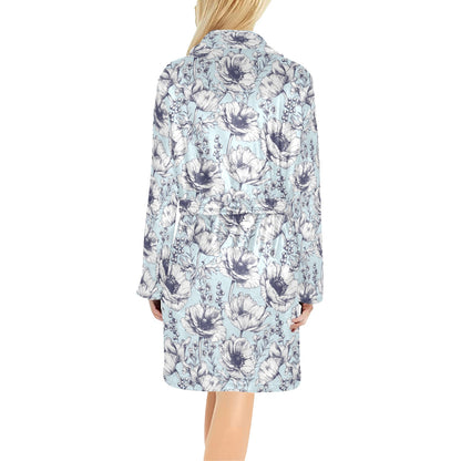 Anemone Pattern Print Design 02 Women's Fleece Robe