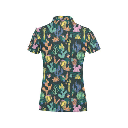 Cactus Pattern Print Design 05 Women's Polo Shirt
