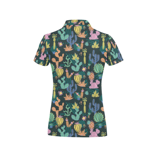 Cactus Pattern Print Design 05 Women's Polo Shirt
