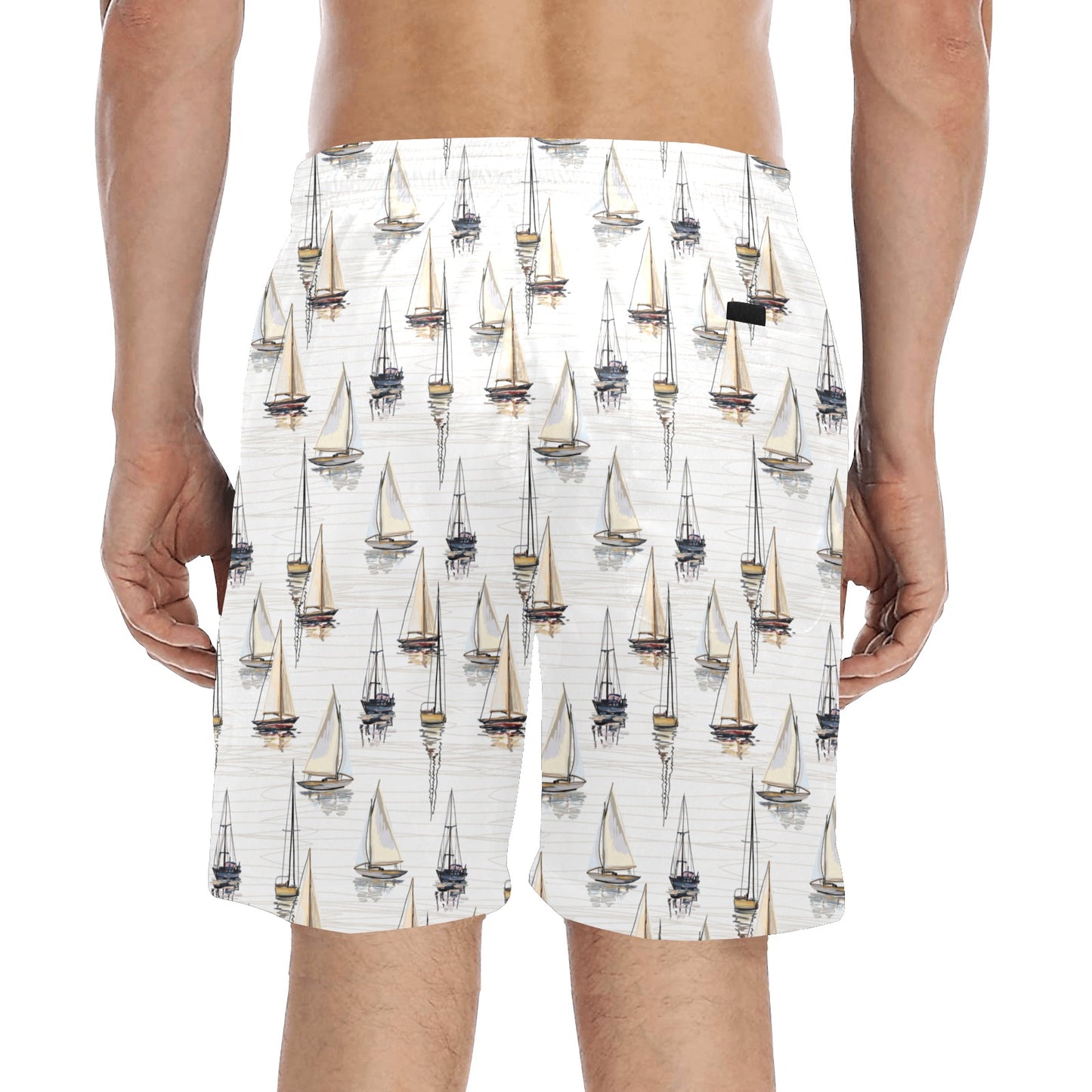 Sailboat Paint Pattern Print Design LKS307 Men's Swim Trunks Beach Shorts