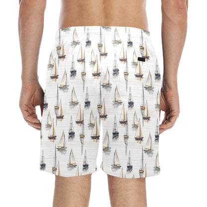 Sailboat Paint Pattern Print Design LKS307 Men's Swim Trunks Beach Shorts