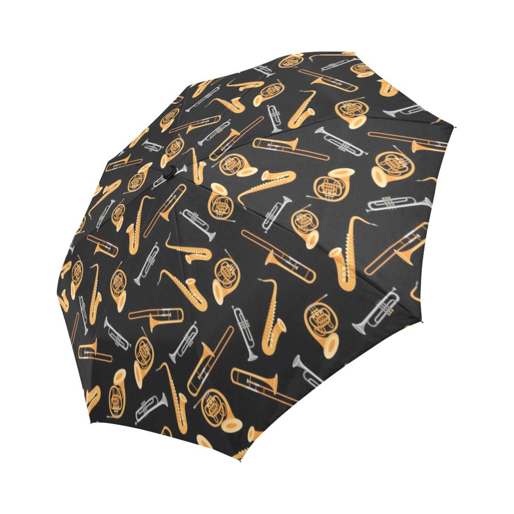 Saxophone Print Design LKS403 Anti-UV Automatic Umbrella