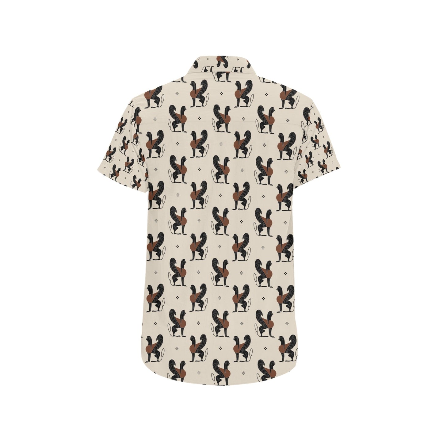 Ancient Greek Print Design LKS3010 Men Short Sleeve Button Up Shirt