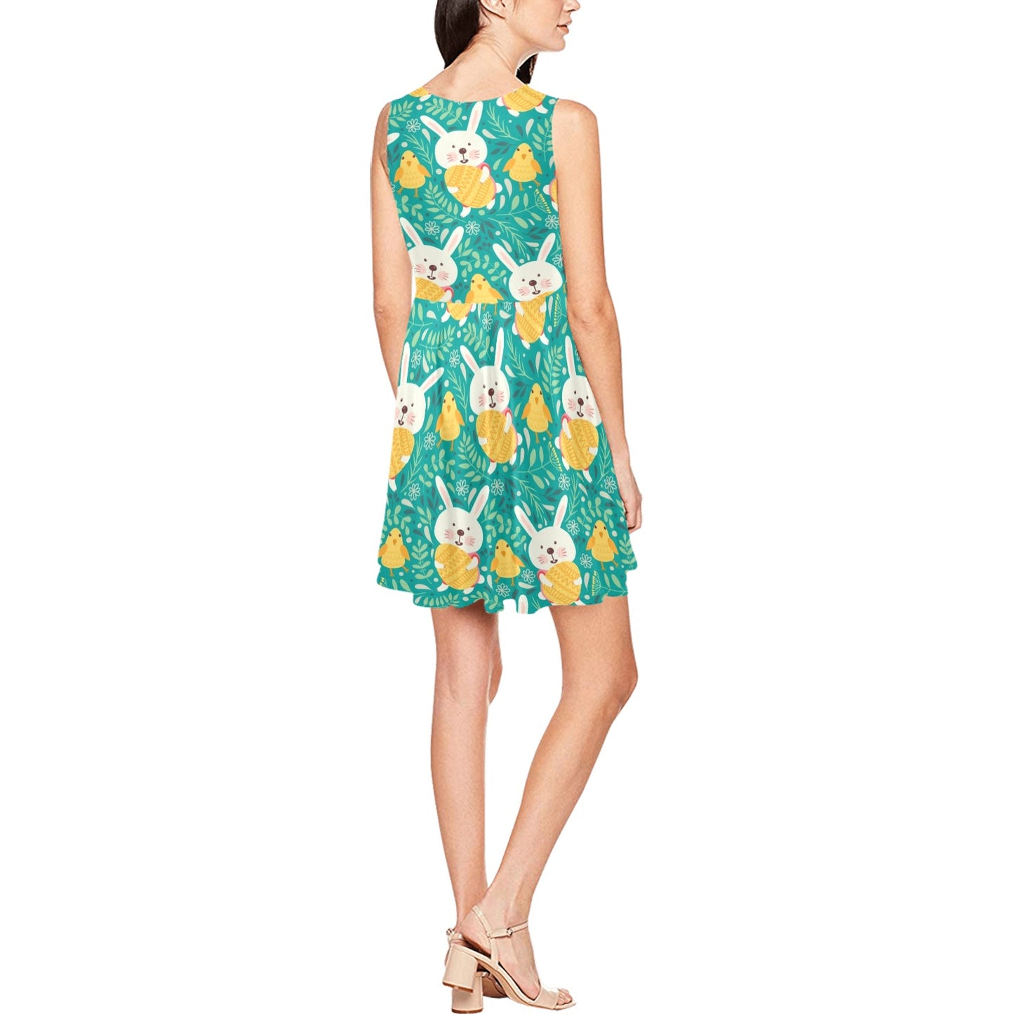 Easter Eggs Pattern Print Design RB02 Sleeveless Dress