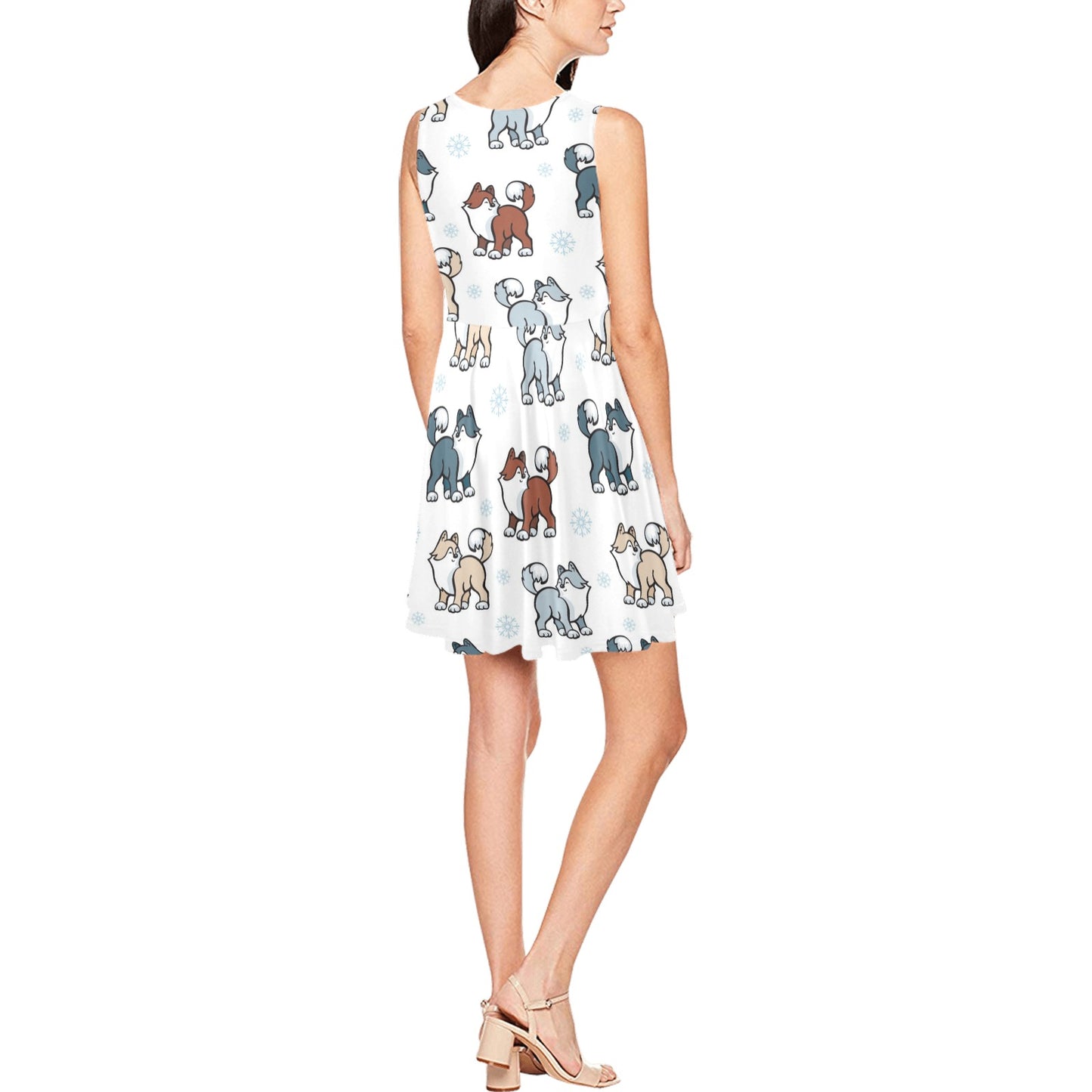 Alaskan Malamute Pattern Print Design 02 Sleeveless Dress