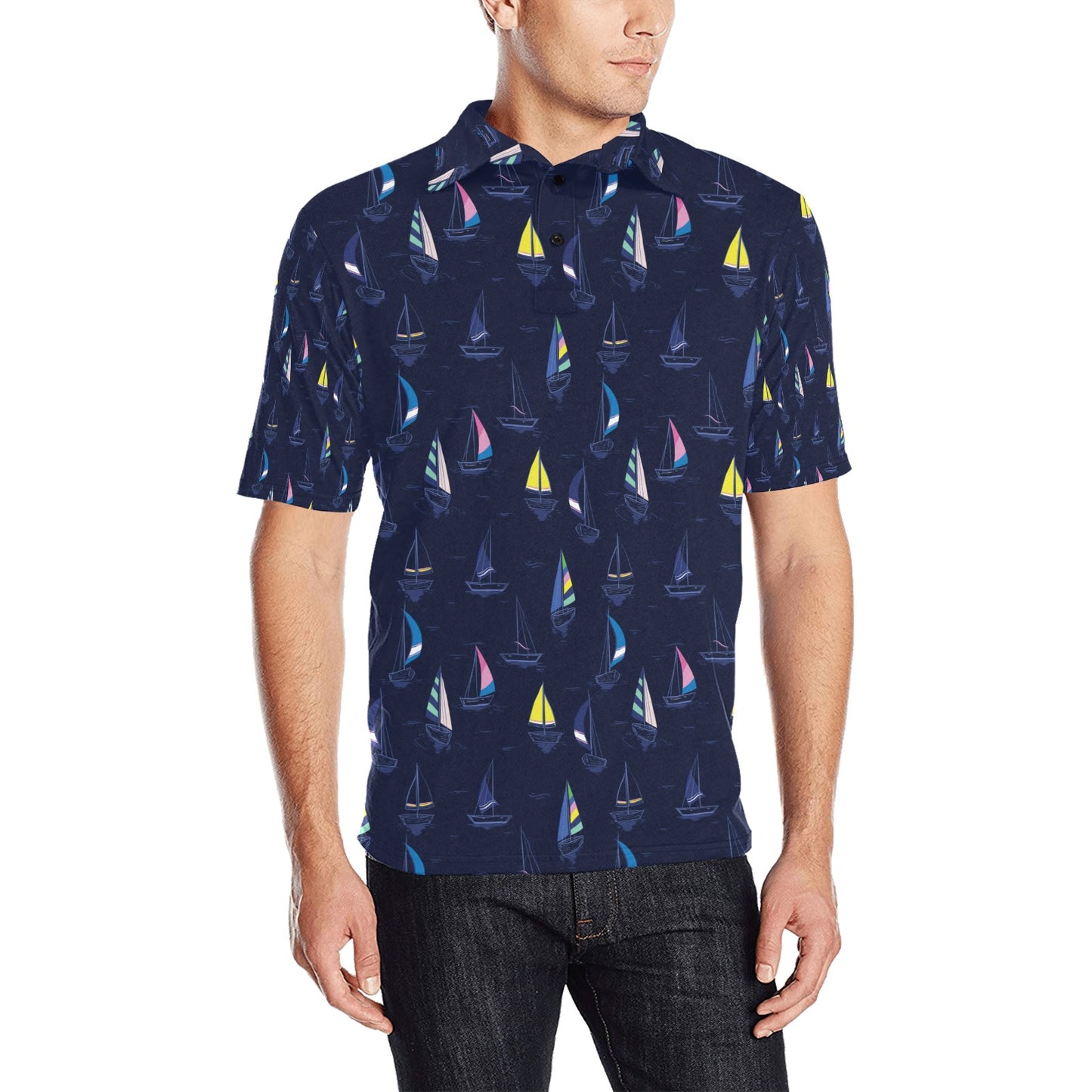 Sailboat Print Design LKS305 Men Polo Shirt