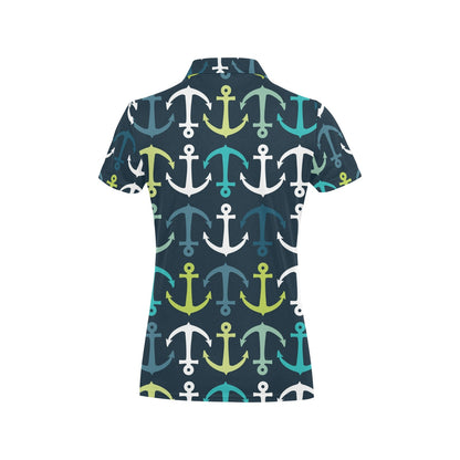 Anchor Pattern Print Design 03 Women's Polo Shirt