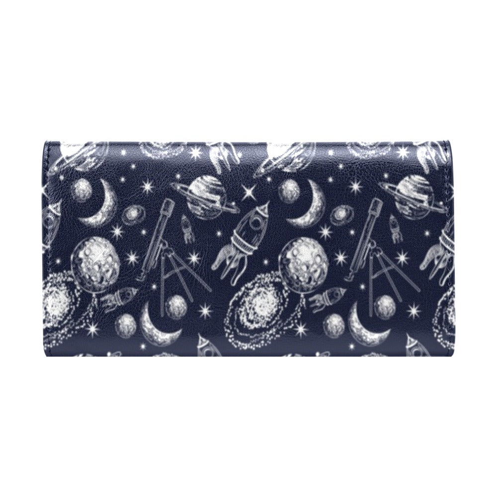 Space Rocket Print Design LKS301 Women's Trifold Wallet