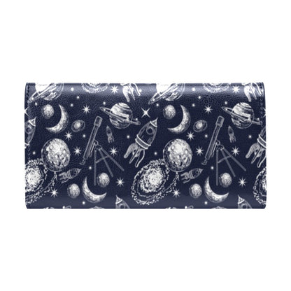 Space Rocket Print Design LKS301 Women's Trifold Wallet