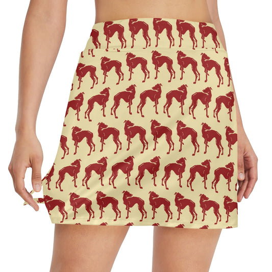 Whippets Print Design LKS301 17" Golf & Pickleball Skort with Pockets