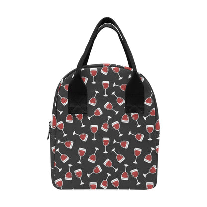 Wine Glass Print Design LKS303 Insulated Lunch Bag