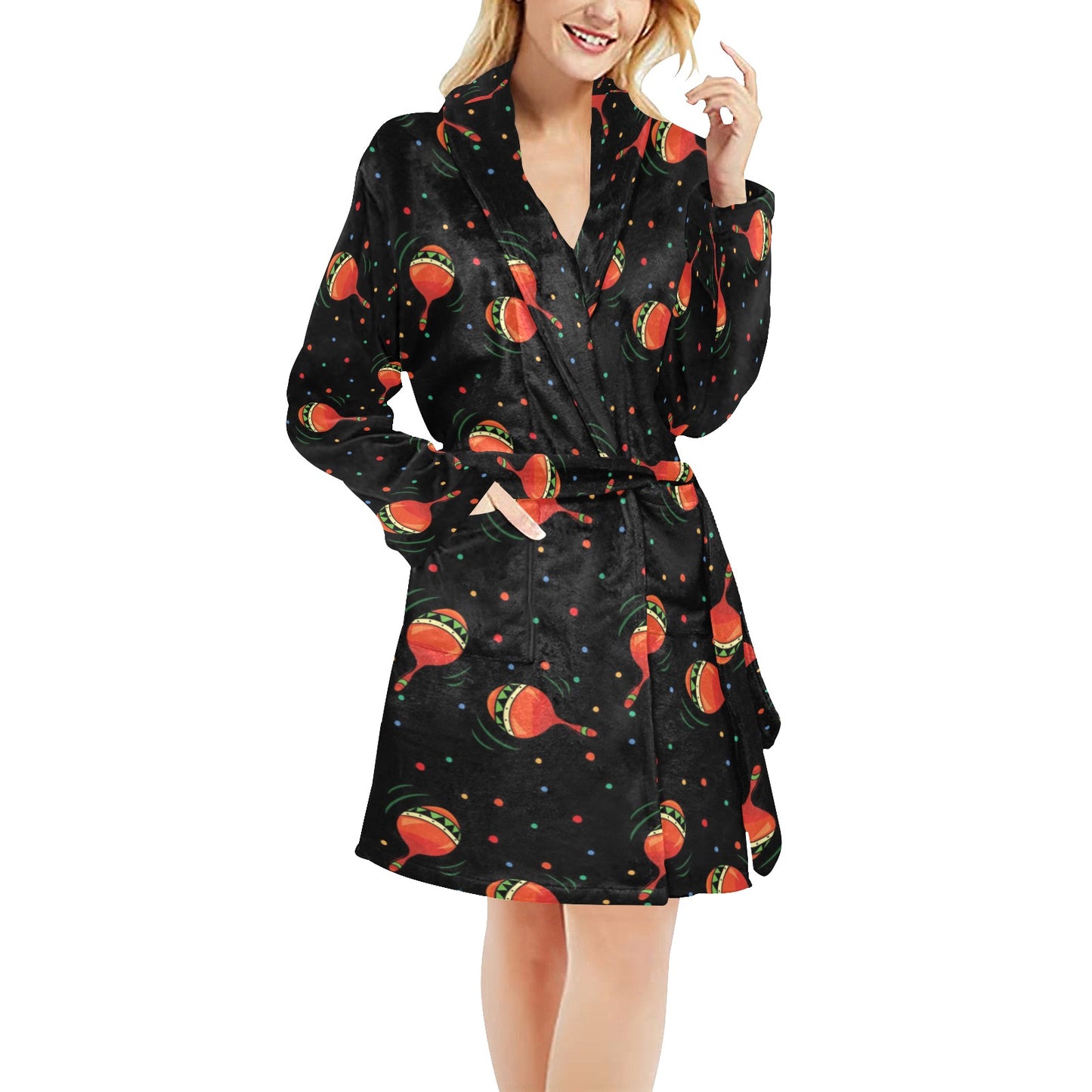 Maracas Pattern Print Design 03 Women's Fleece Robe
