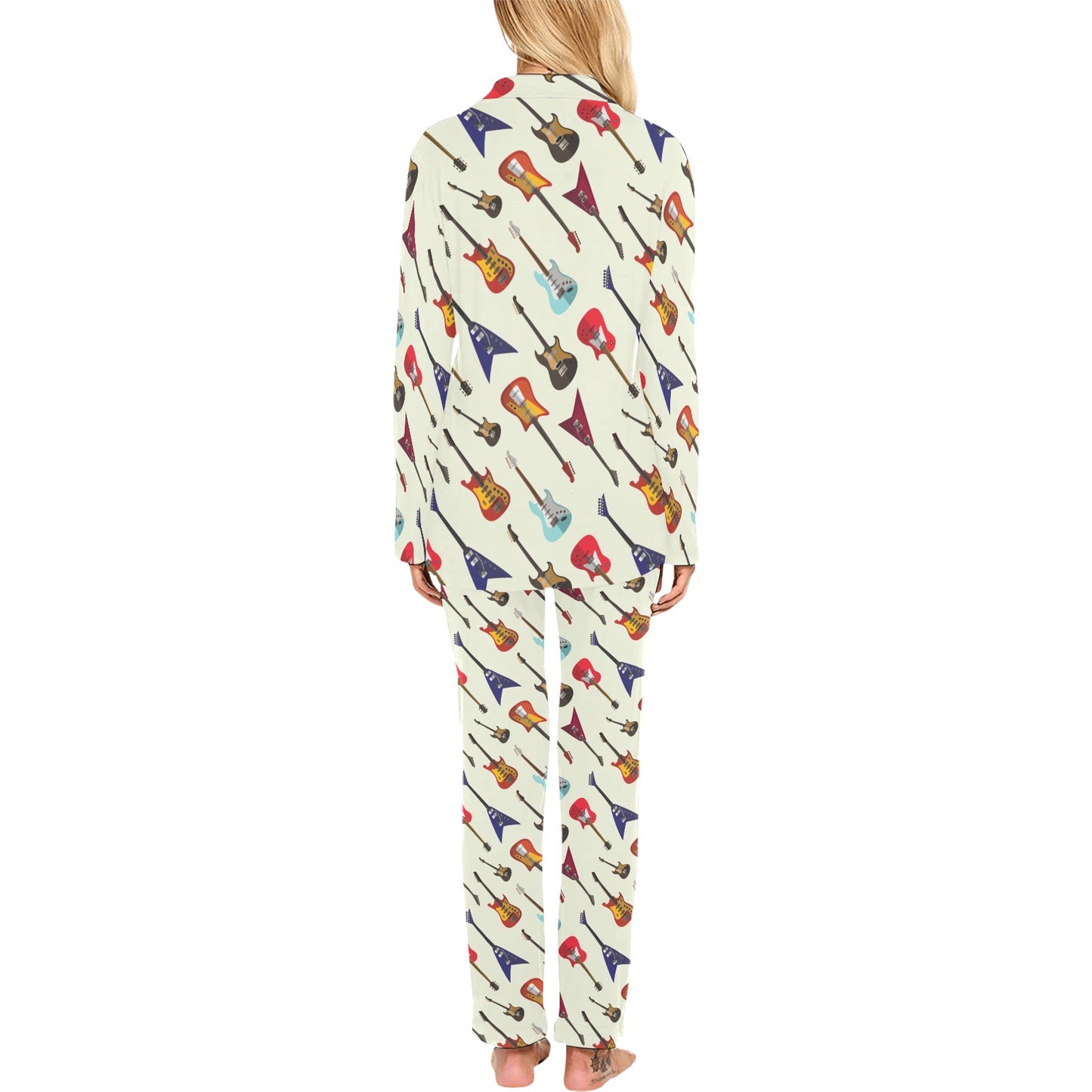 Electric Guitar Print Design LKS404 Women's Long Pajama Set