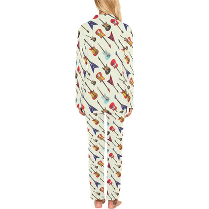 Electric Guitar Print Design LKS404 Women's Long Pajama Set