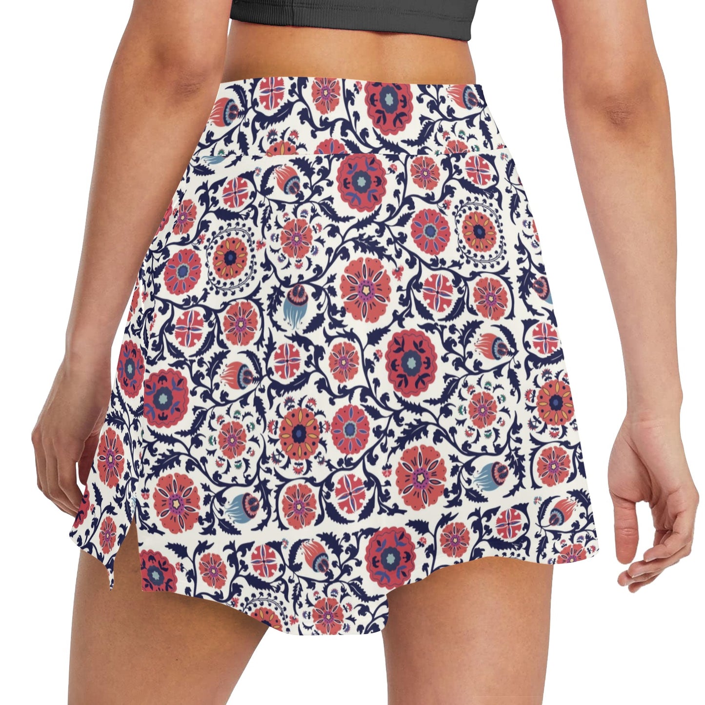 Suzani Print Design LKS304 17" Golf & Pickleball Skort with Pockets