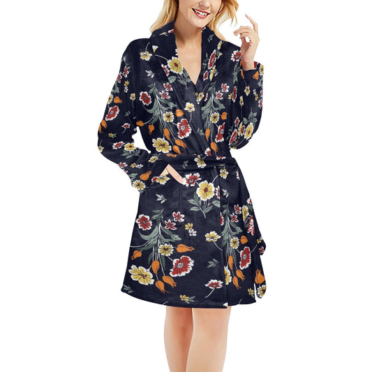 Summer Floral Pattern Print Design SF01 Women's Fleece Robe
