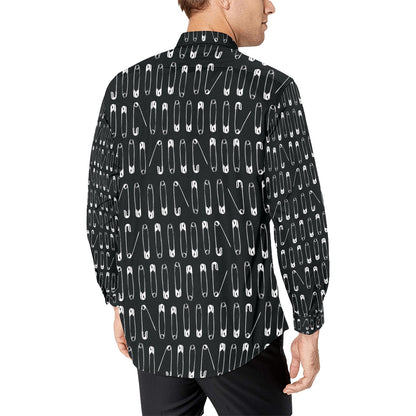 Safety Pin Print Design LKS302 Men's Long Sleeve Dress Shirt