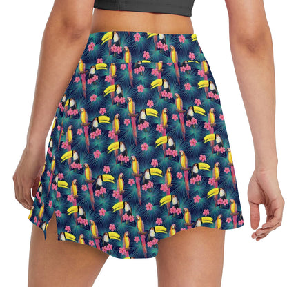 Toucan Parrot Design 17" Golf & Pickleball Skort with Pockets