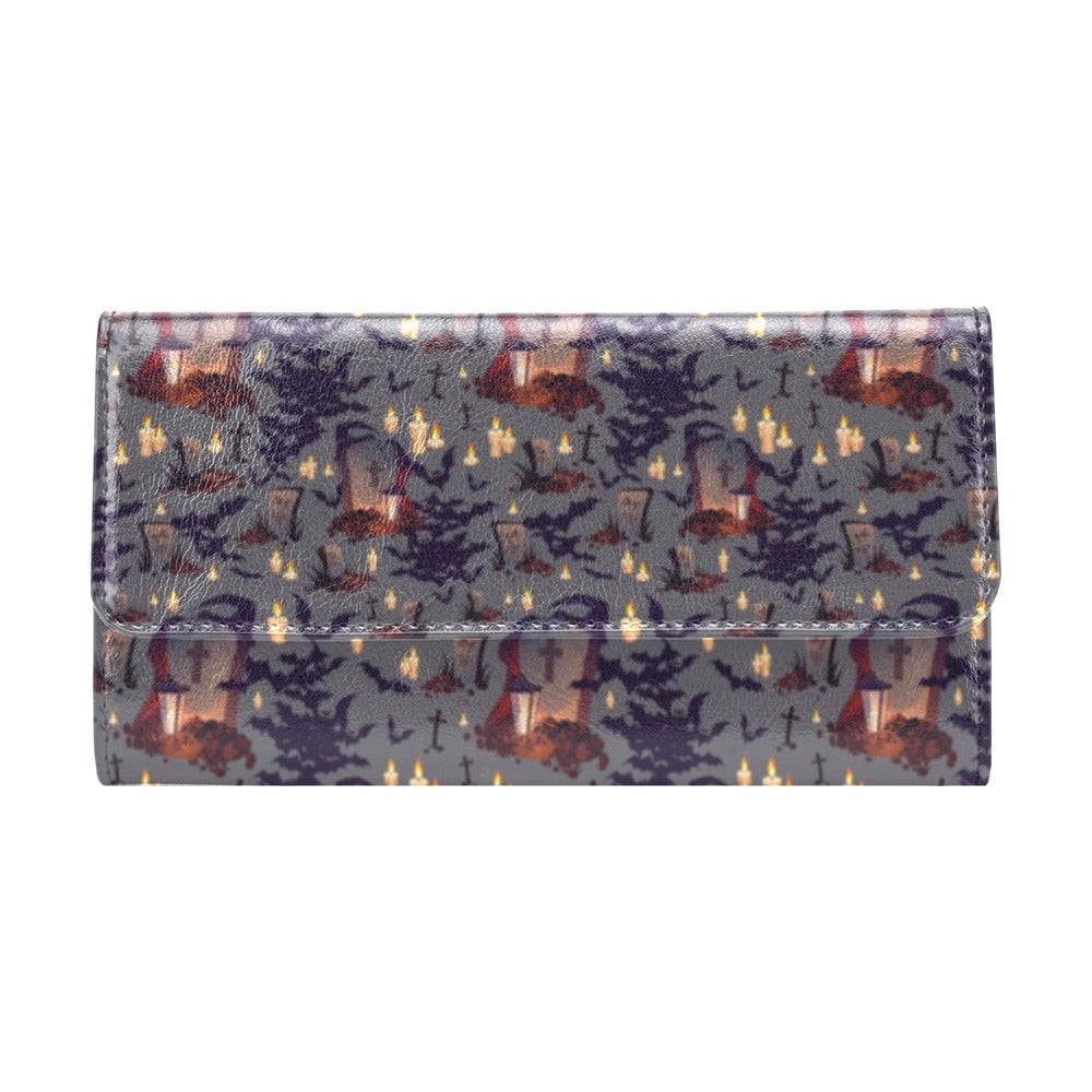 Creepy Graveyard Print Design LKS301 Women's Trifold Wallet