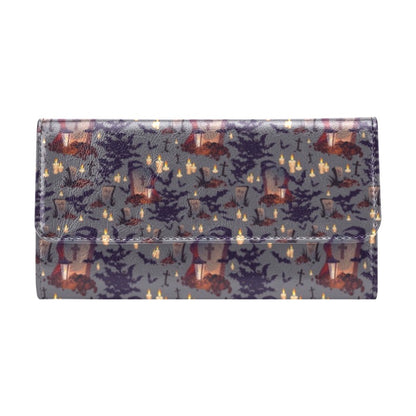 Creepy Graveyard Print Design LKS301 Women's Trifold Wallet