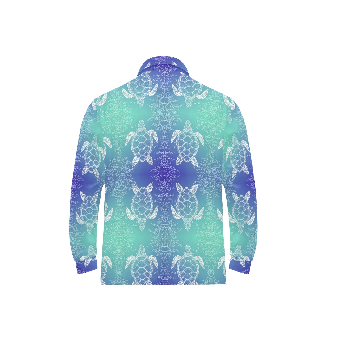 Sea Turtle Draw Long Sleeve Polo Shirt For Men's