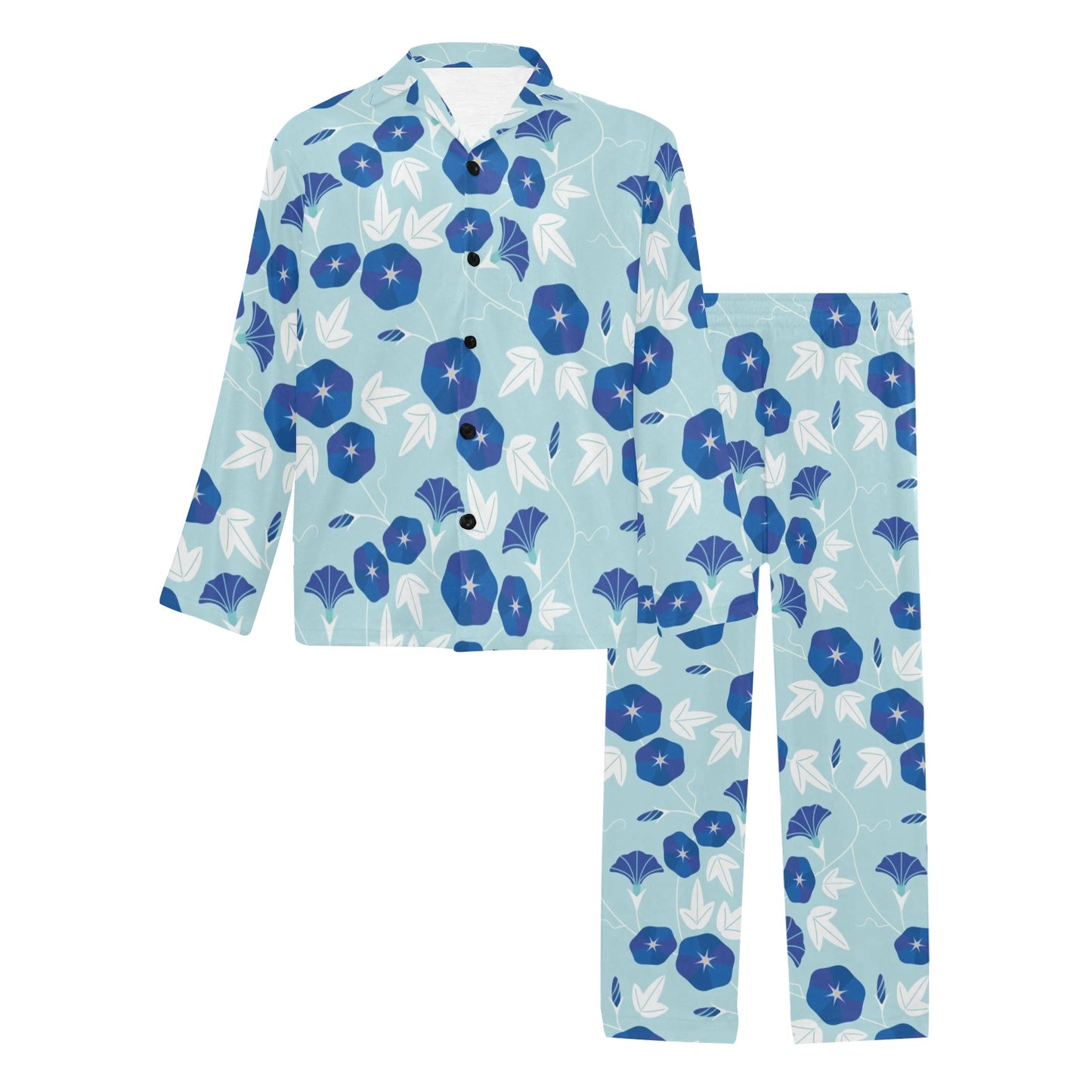 Morning Glory Pattern Print Design MG07 Men's Long Pajama Set