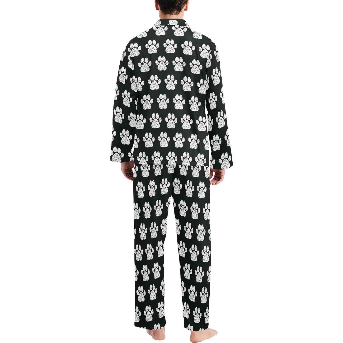 Paw Pattern Print Design A02 Men's Long Pajama Set
