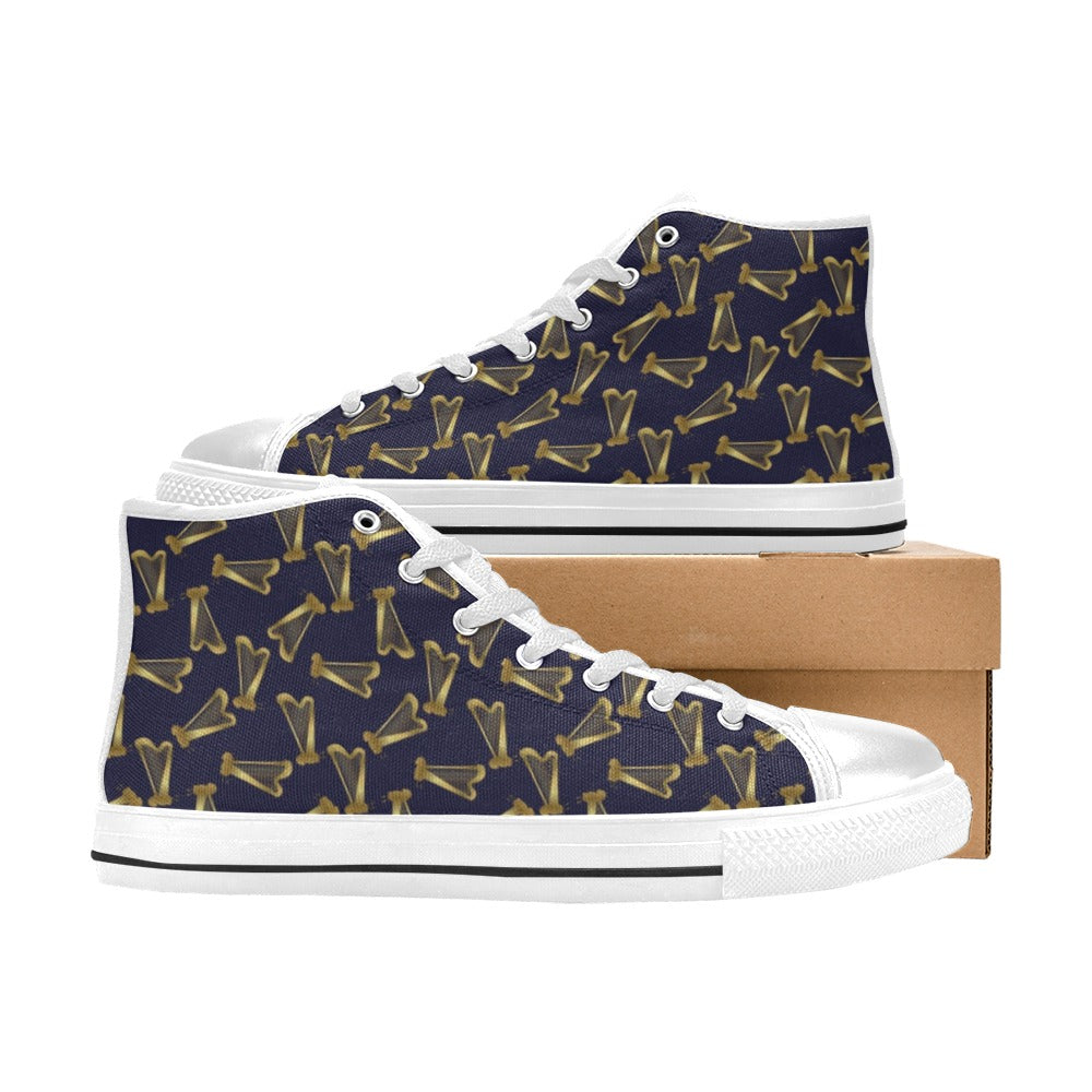 Harp Print Design LKS401 Men's High Top Canvas Shoes