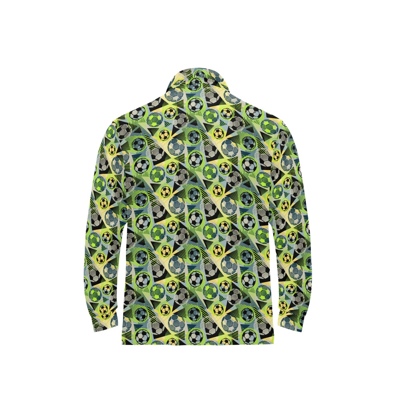 Soccer Ball Themed Print Pattern Long Sleeve Polo Shirt For Men's