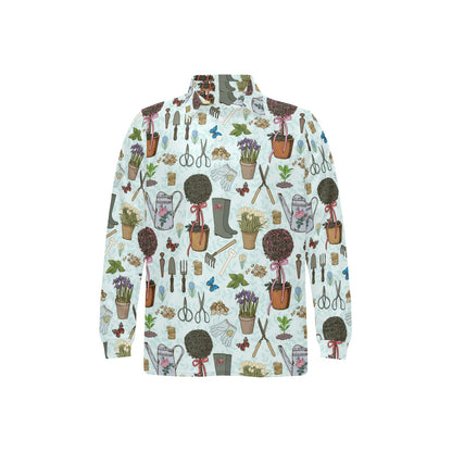 Gardening Pattern Print Design G01 Long Sleeve Polo Shirt For Men's