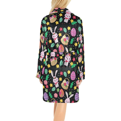 Easter Eggs Pattern Print Design RB05 Women's Fleece Robe