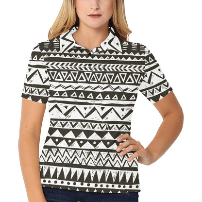 Hand draw Tribal Aztec Women's Polo Shirt