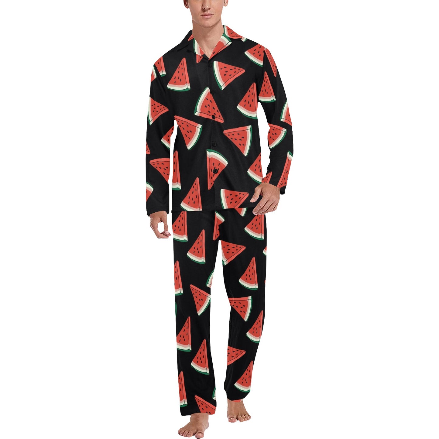 Watermelon Pattern Print Design WM01 Men's Long Pajama Set