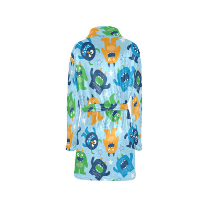 Monster Cartoon Pattern Print Design 04 Women's Fleece Robe